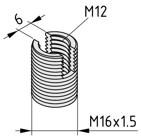 Threaded Insert, Profile Tube D30 heavy duty M12, bright zinc-plated - 0.0.648.64