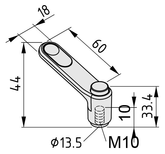 Clamp Lever Pi 60 M10, white aluminum, similar to RAL 9006 - 0.0.684.75
