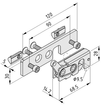 Rotary Latch System D9.5-120x30 - 0.0.695.00